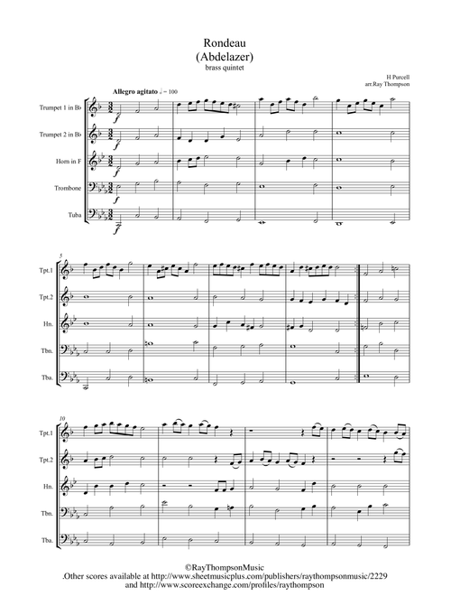 Purcell: Rondeau (Abdelazer) - brass quintet (Arr. Ray Thompson) - Henry Purcell (Brass Ensemble)