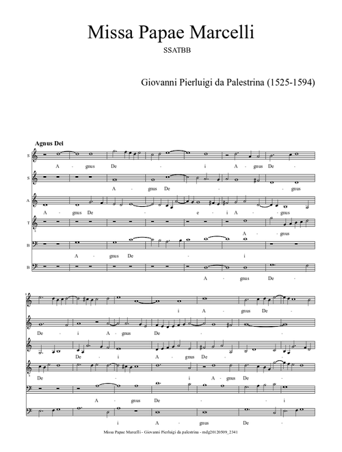 Missa Papae Marcelli - Agnus Dei - Palestrina