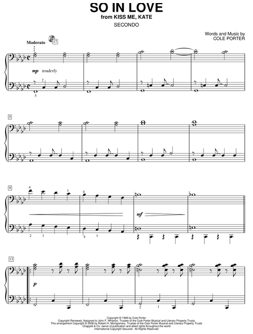 So In Love (from Kiss Me, Kate) - Cole Porter, Kiss Me Kate (Musical) (Piano Duet)