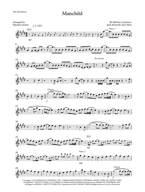Manchild (Arr. Ednaldo Gomes) - Sabrina Carpenter (Alto Sax Solo)