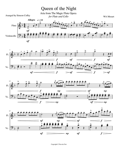 Queen Of The Night Aria – Wolfgang Amadeus Mozart for flute and cello