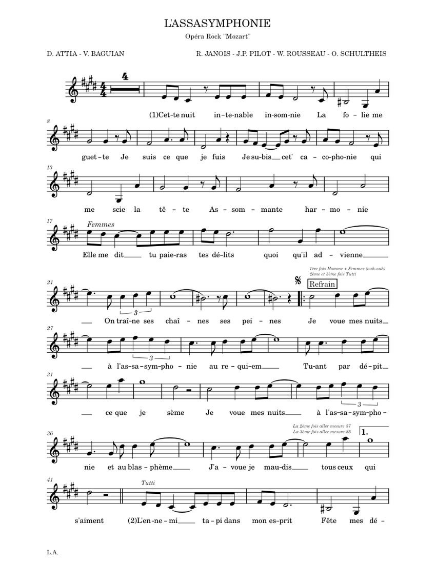 L'assasymphonie Mozart L'opera Rock A + B Sheet music for Piano (Solo)