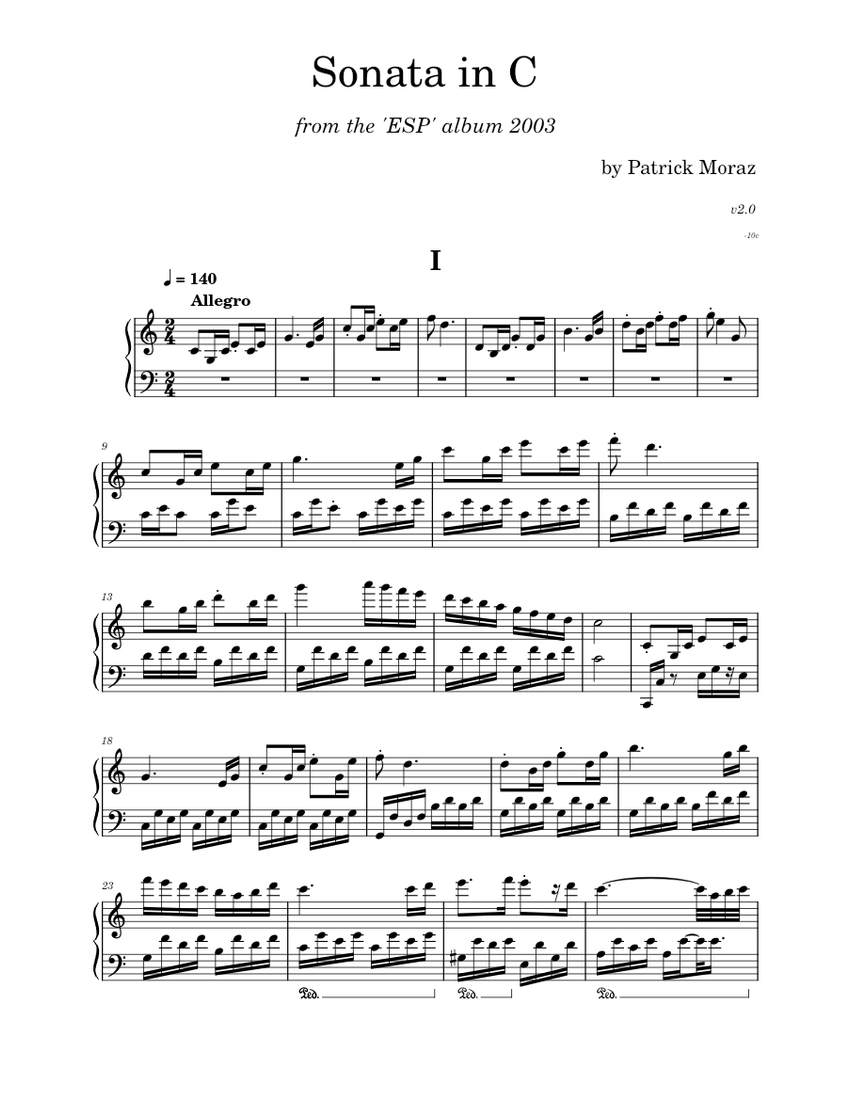 Sonata in C – Patrick Moraz (V2.0) Sheet music for Piano (Solo ...