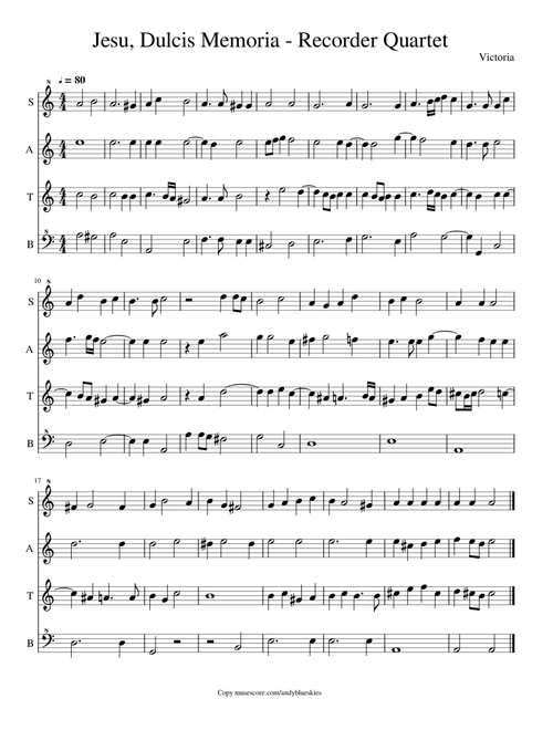 Jesu Dulcis Memoria - Recorder Quartet