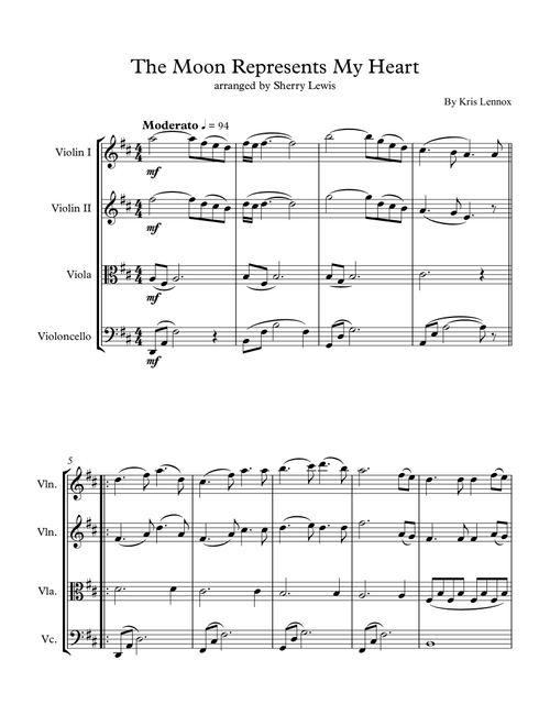 The Moon Represents My Heart (Arr. Sherry Lewis) - Kris Lennox (String Quartet)