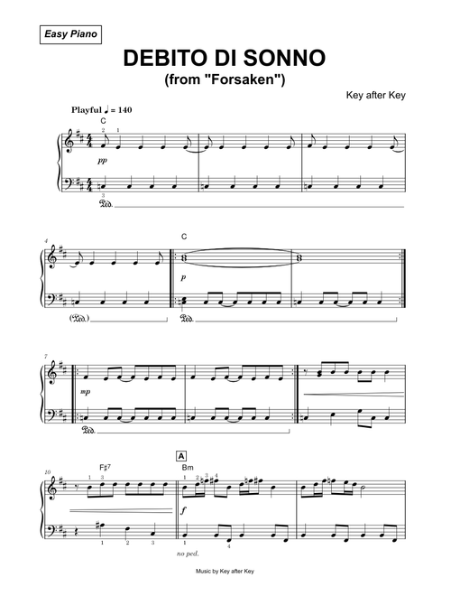 DEBITO DI SONNO (from Forsaken) - Key after Key (Easy Piano)