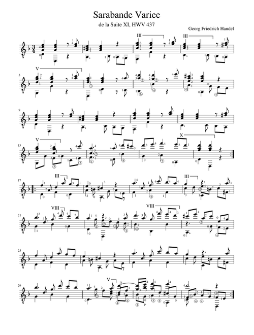 Sarabande Variee, de la Suite XI, HWV 437 - Georg Friedrich Handel