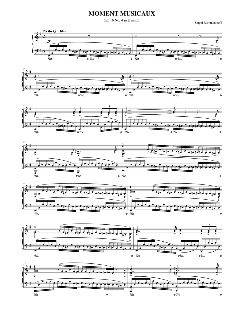 Sergei Rachmaninoff: Moment Musicaux Op.16 No.4 in E minor Sheet