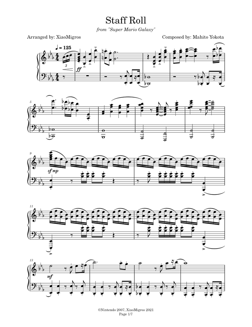 Super Mario Galaxy Super Mario Galaxy (Staff Roll) Sheet music for