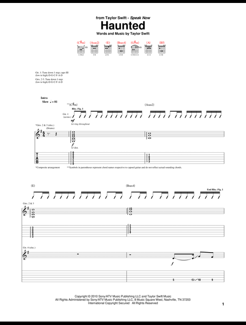 Haunted - Taylor Swift (Guitar Tab)