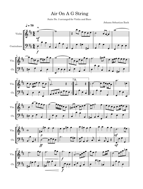 Air on a G-String – Johann Sebastian Bach (arranged for Double Bass and Violin)