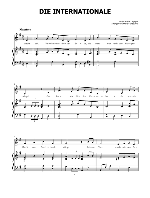 Die Internationale (Arr. Mario Stallbaumer) (Piano Vocal)