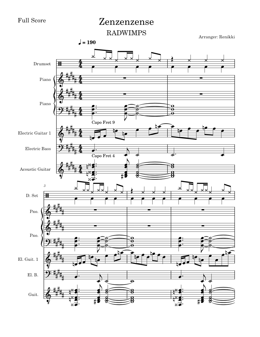 Zen zen zense – RADWIMPS Zenzenzense – RADWIMPS Full Score