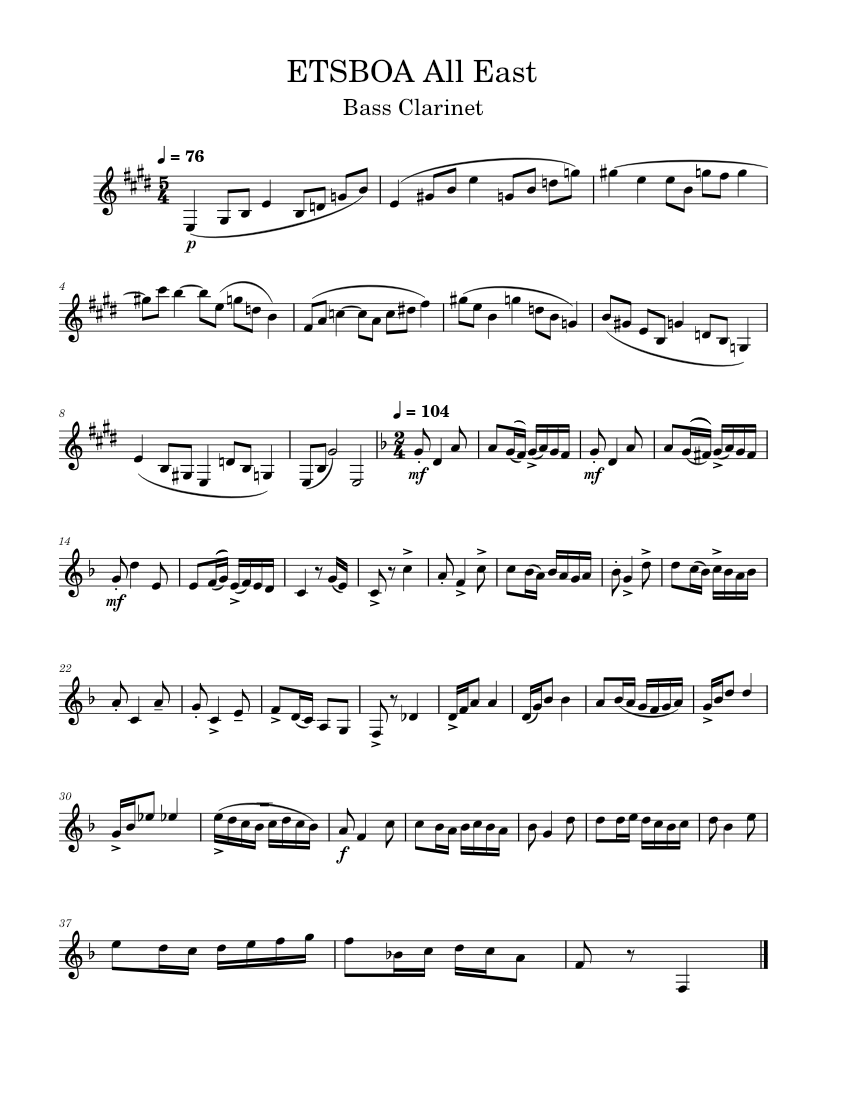 ETSBOA All East Bass Sheet music for bass (Solo