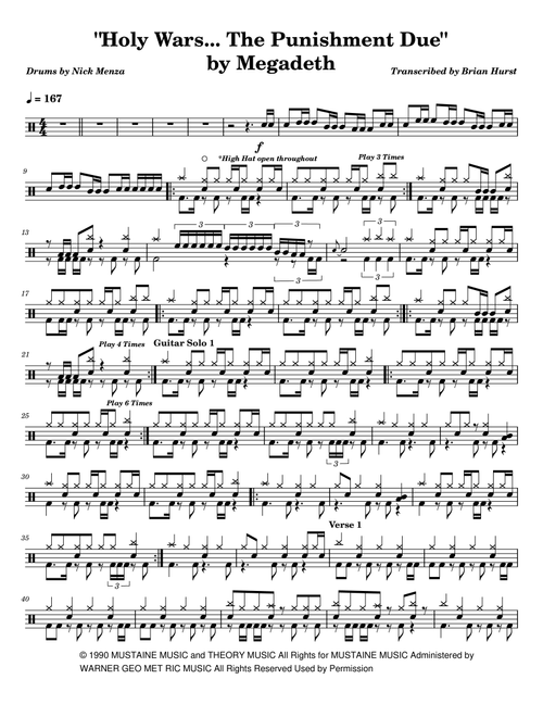 Holy Wars...the Punishment Due (Arr. Brian Hurst) - Megadeth (Drums)