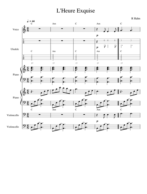 L'Heure Exquise For Ensemble - R. Hahn