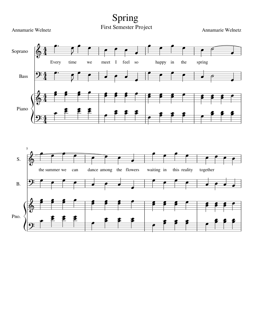 Spring Sheet music for Piano, Soprano, Bass voice (Mixed Trio ...