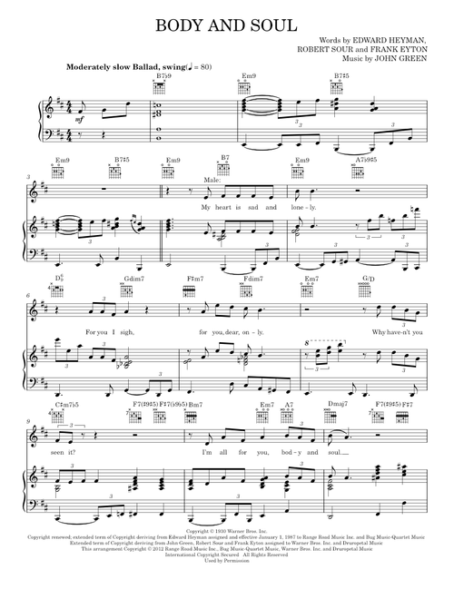 Body And Soul - Amy Winehouse, Tony Bennett & Amy Winehouse (Piano-Vocal-Guitar)