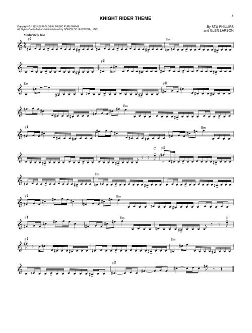 Knight Rider Theme - Glen Larson (Lead Sheet - Fake Book)