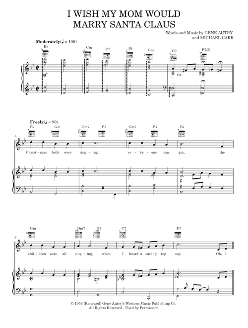 I Wish My Mom Would Marry Santa Claus - Gene Autry, Michael Carr (Piano-Vocal-Guitar)