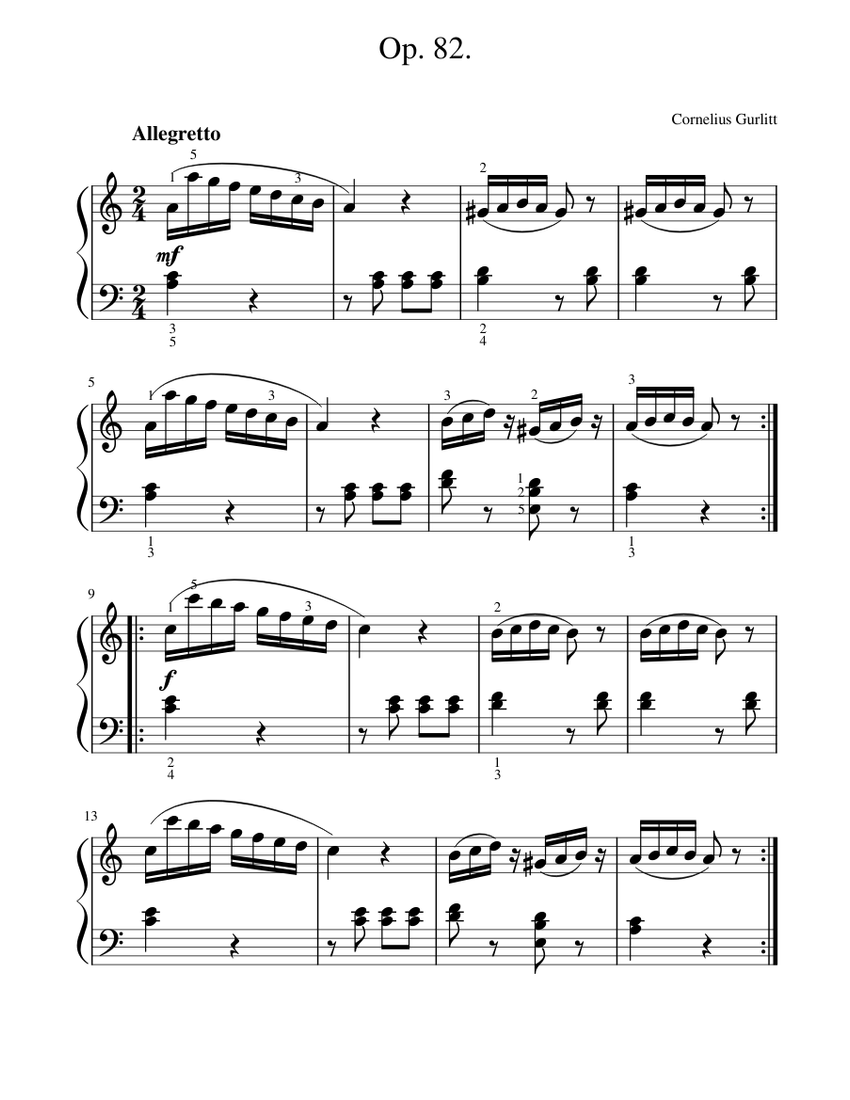 Cornelius Gurlitt - Op 82 Sheet Music for Piano (Solo) easy | MuseScore.com