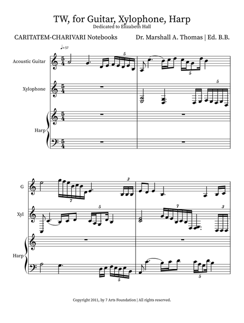 TW, for Guitar, Xylophone, Harp - Celebrity Chamber Players (Small Ensemble)