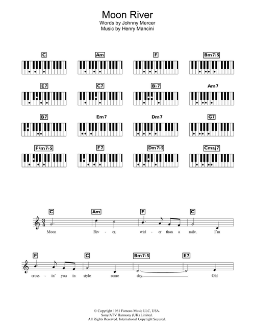 Moon River - Andy Williams (Piano Chords-Lyrics)
