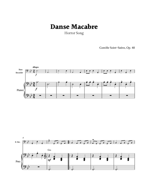 Danse Macabre by Saint-Saëns Artists (Arr. Rika K.) (Recorder Solo)