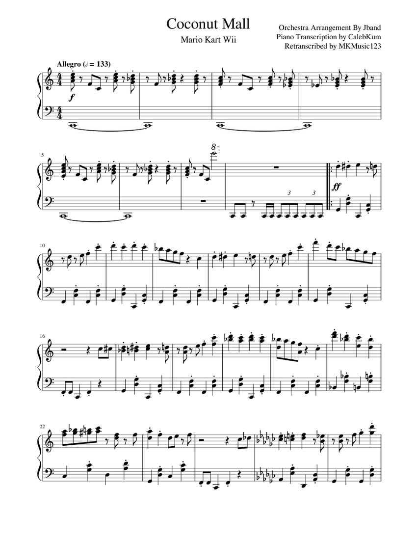 Coconut Mall Piano Solo Sheet music for Piano Solo Musescore