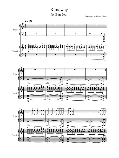 Runaway – Bon Jovi (Piano Duet)