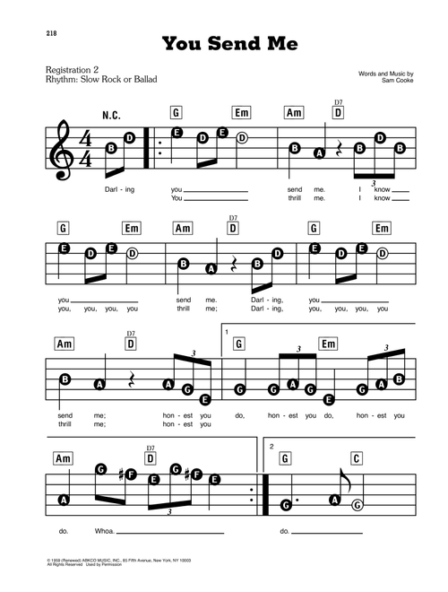 You Send Me - Sam Cooke (E-Z Play Today)