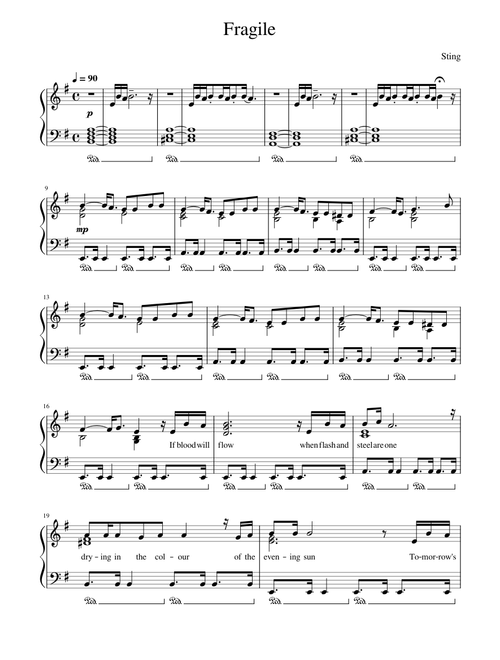 Sting -Fragile piano cover