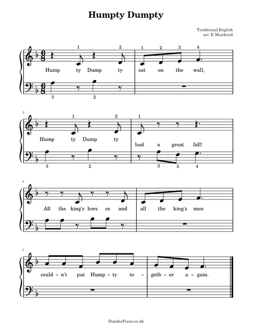 Nursery Rhymes and Children's Tunes sheet music by dundeepiano