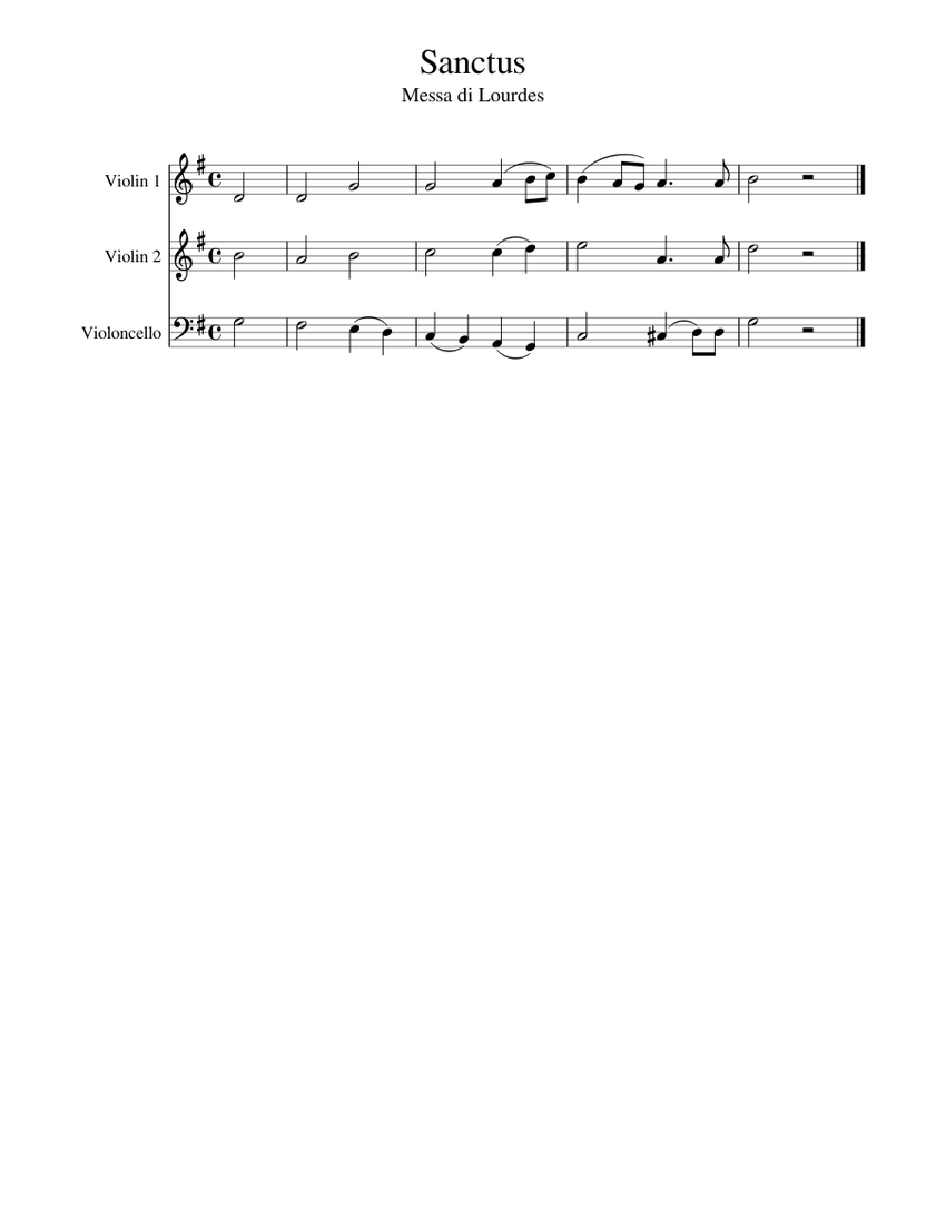 Sanctus Part 2 Sheet music for Violin, Cello (Mixed Trio) | Musescore.com