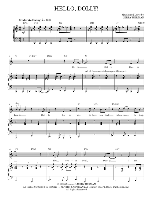 Hello, Dolly! - Hello, Dolly! Musical, Louis Armstrong (Piano Vocal)