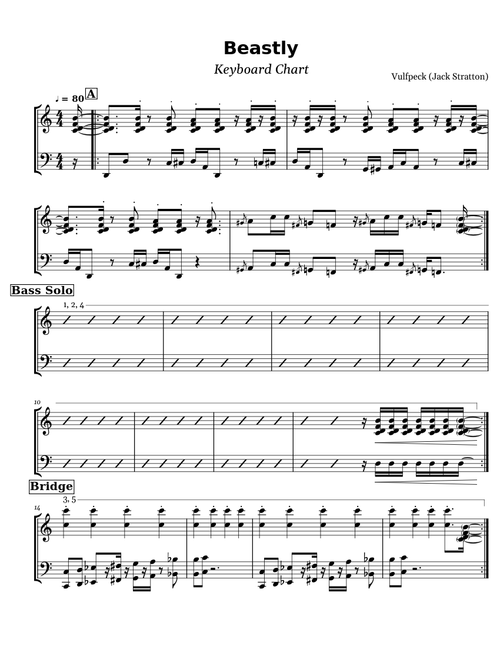 Beastly - Vulfpeck (Keyboard Chart)