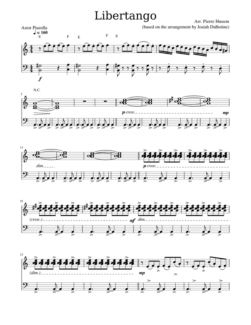 Libertango Accordion solo previous version Astor Piazzolla Sheet music for Piano Solo Musescore