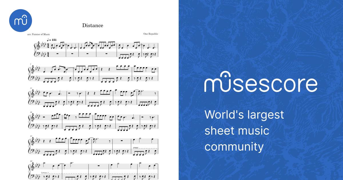 Distance Onerepublic Distance – OneRepublic Sheet Music for Piano (Solo) | MuseScore.com