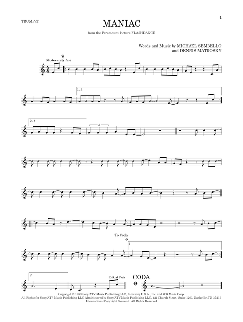 Maniac - Michael Sembello (Trumpet Solo)