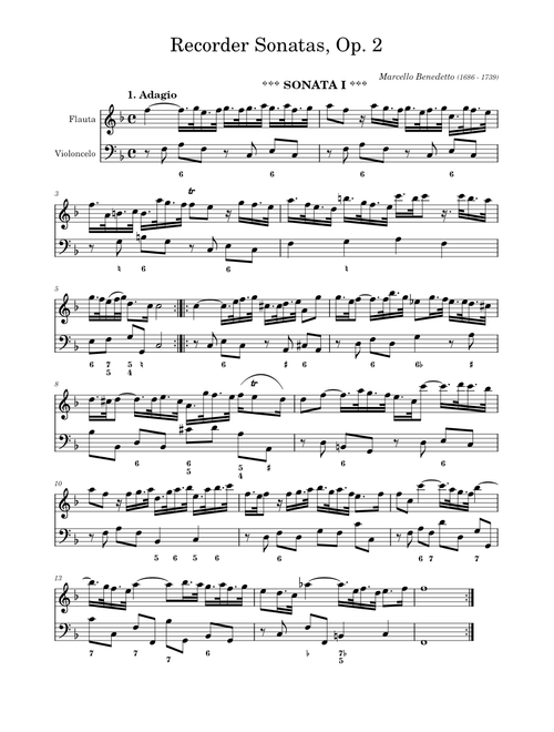 12 Recorder Sonatas, Op.2 – Benedetto Marcello
