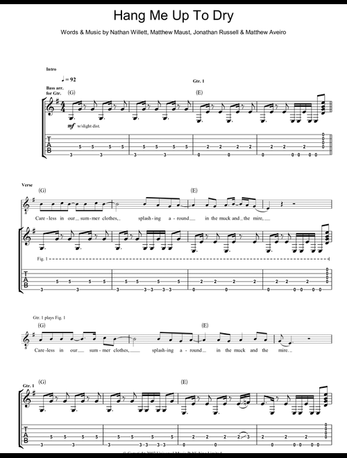 Hang Me Up To Dry - Cold War Kids (Guitar Tab)