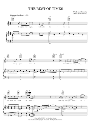 Play Official version of The best of times Sheet Music by Styx for