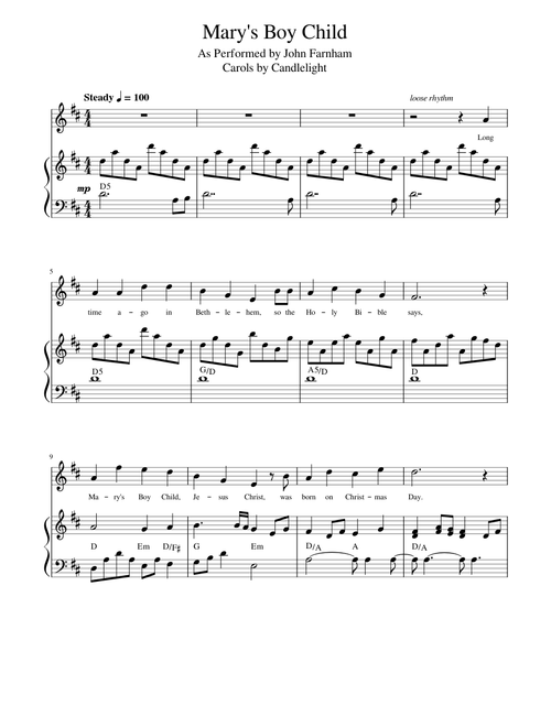 Mary's Boy Child – Misc Traditional