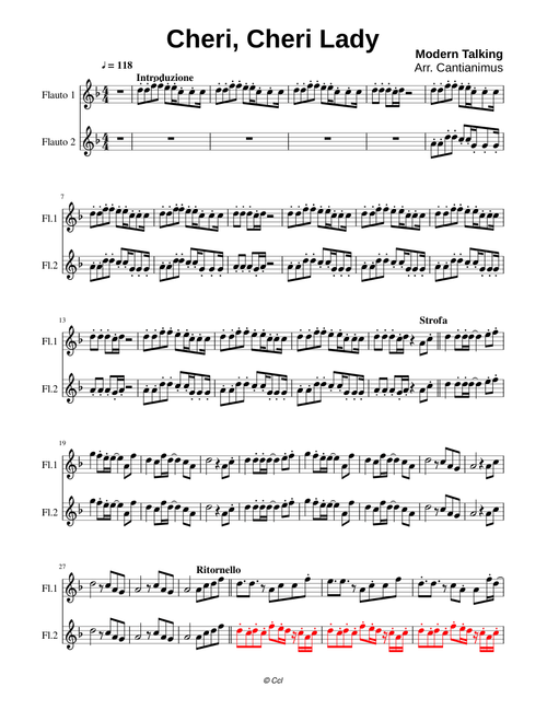 Cheri Cheri Lady - Flutes