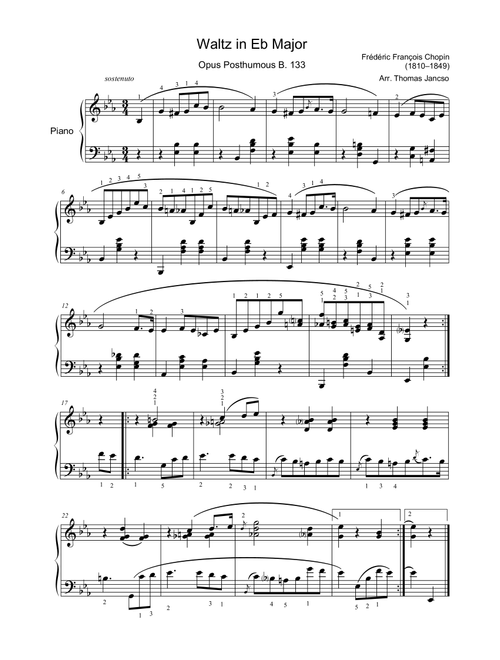 Waltz in E-flat major (Arr. Thomas Jancso) - Frédéric Chopin (Piano Solo)