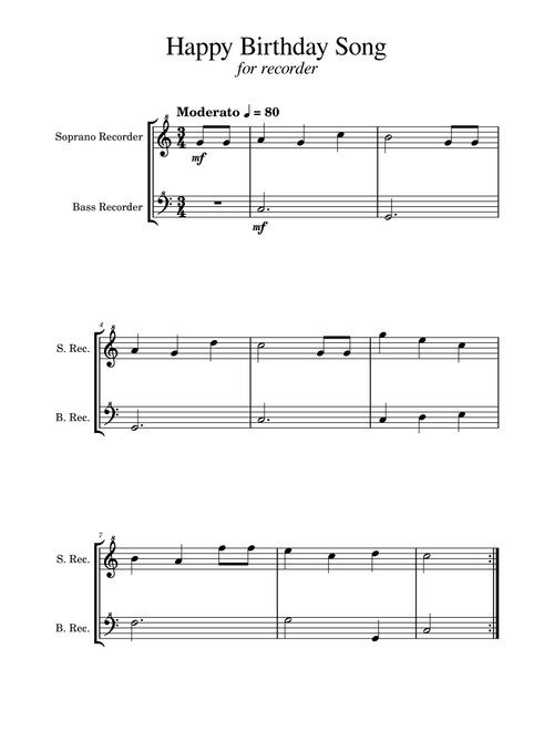 Happy Birthday Song (Arr. Golden Skull Editions) - Unknown (Instrumental Duet)