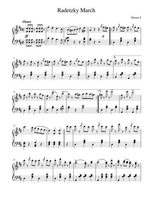 Radetzky March - Strauss - For piano