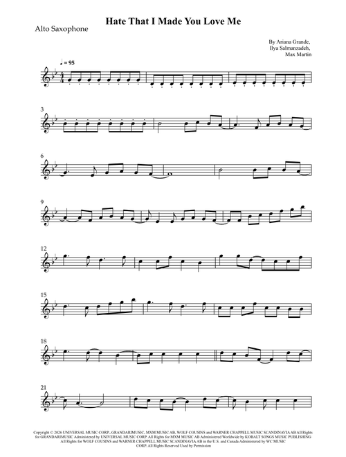 Hate That I Made You Love Me (Arr. Wesley S. SIlva) - Ariana Grande (Alto Sax Solo)