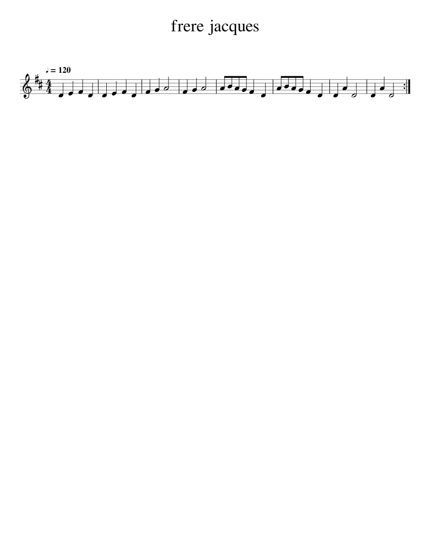 frere jacques Sheet Music for Violin (Solo) | MuseScore.com