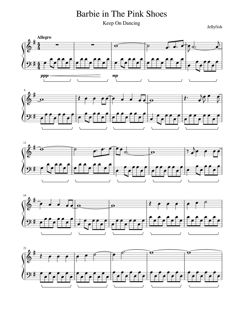 Barbie in The Pink Shoes Keep On Sheet music for (Solo) | Musescore.com